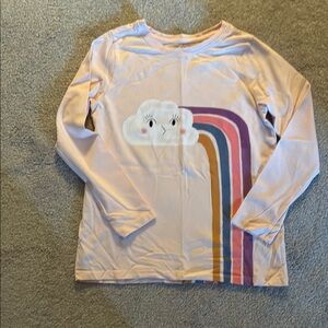 Tea Collection Pink Long Sleeve Tee with Rainbow Design